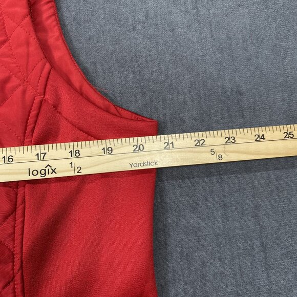 Van Heusen Red Quilted Sleeveless Vest Womens L Polyester Full-Zip Lightweight - Picture 11 of 11